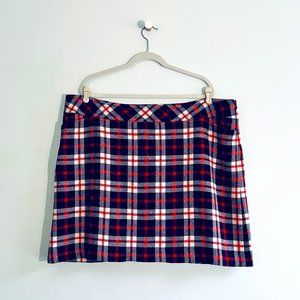Talbots - Plaid Wool Skirt - Red, Navy, Winter White - 20WP (w/ POCKETS!)